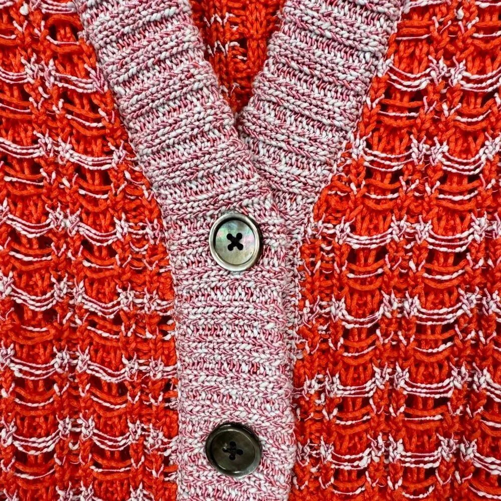 ANTHROPOLOGIE Happy Sheep Textured Cardigan Womens Large L Sweater Orange Red - Picture 4 of 14